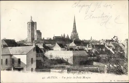 Ak Autun Saône-et-Loire, Vue prise du Petit Monjeu