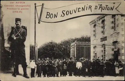 Ak Autun Saône-et-Loire, Caserne Changarnier Pendant la guerre 1914-1915