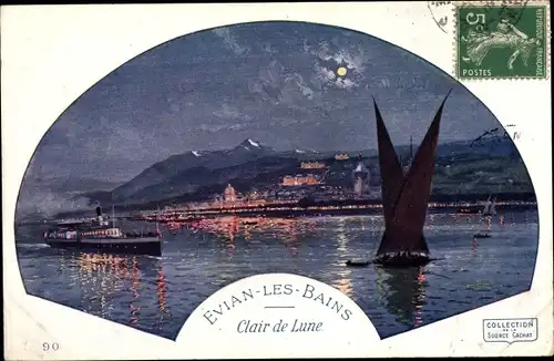 Mondschein Künstler Ak Évian les Bains Haute Savoie, Clair de Lune