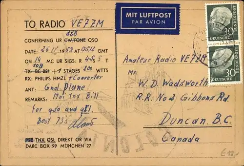 Ak Mülheim Köln Nordrhein Westfalen, QSL Karte, Funkerkarte, DL6EC, Klaus Weißweiler