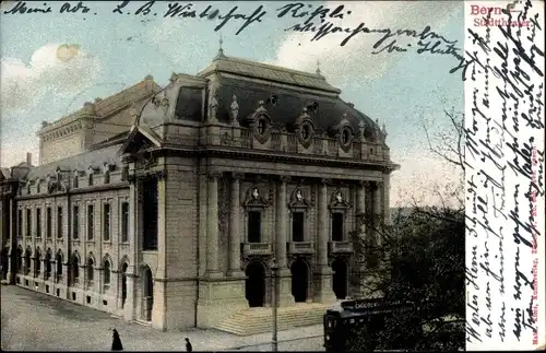 Ak Bern Stadt Schweiz, Stadttheater, Straßenbahn