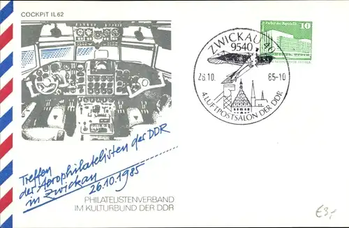 Ak Philatelistenverband im Kulturbund der DDR, Cockpit IL62