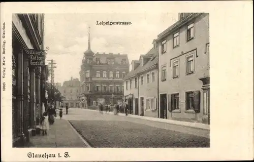 Ak Glauchau in Sachsen, Leipzigerstraße, Kaiser's Kaffeegeschäft