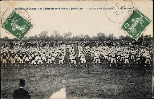 Ak Chalonnes Maine et Loire, le 2 Juillet 1911 Mouvement d'ensemble, Les cerceaux