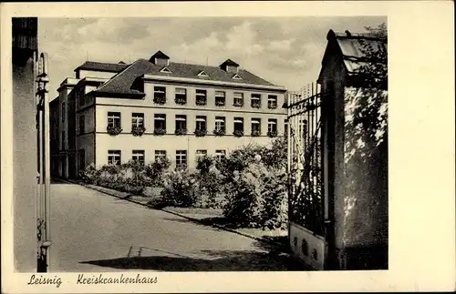 Ak Leisnig in Sachsen, Blick vom Eingang vom Kreiskrankenhaus