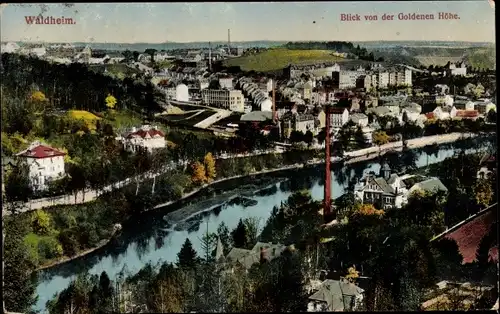 Ak Waldheim in Sachsen, Blick von der Goldenen Höhe