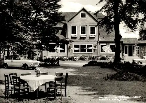 Ak Rosdorf in Schleswig Holstein, Gasthof Waidmannsruh, Terrasse, Auto