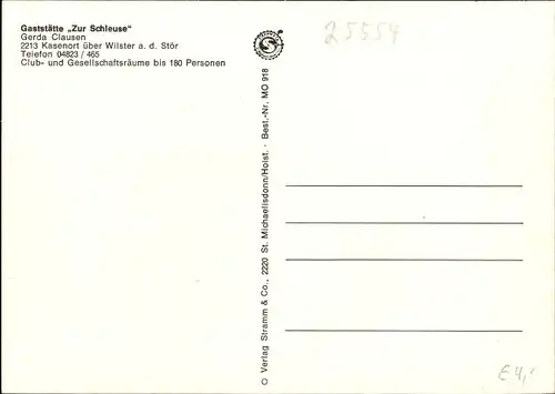 Ak Kasenort Wilster in Schleswig Holstein, Gaststätte Zur Schleuse