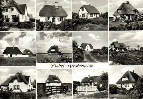 Ak Nebel auf der Insel Amrum Nordfriesland, Ferienhäuser am Rande der Nebeler Dünen der Westerheide