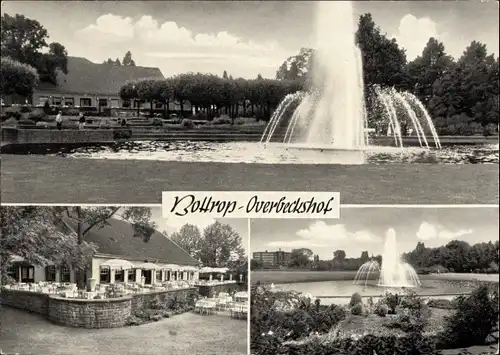 Ak Overbeckshof Bottrop im Ruhrgebiet, Ortspartie mit Brunnen