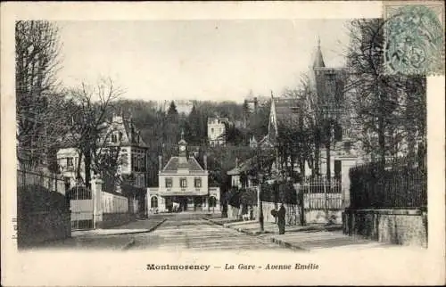 Ak Montmorency Val d’Oise, La Gare, Avenue Emelie