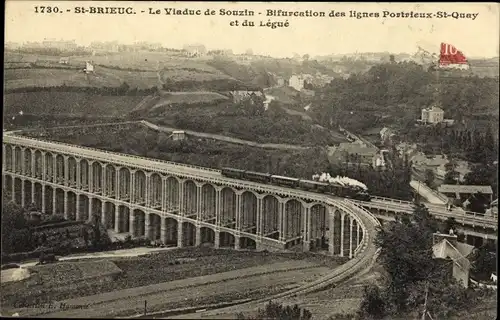 Ak Saint Brieuc Côtes d’Armor, Viaduc de Souzain, Souzin, Bifurcation des lignes Portrieux St Quay