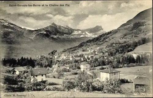Ak Saint Gervais les Bains Haute Savoie, Panorama, La Chaine des Fiz