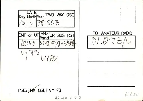 Ak Köln am Rhein, QSL Karte, Funkerkarte, DK9KW, Wilhelm Puetzmann, Guntherstraße 46