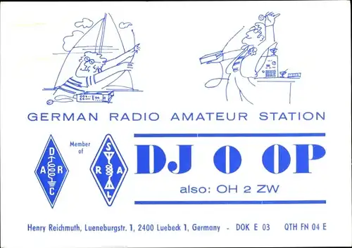 Ak QSL Karte, Funkerkarte, DJ0OP, OH2ZW, Henry Reichmuth Lübeck