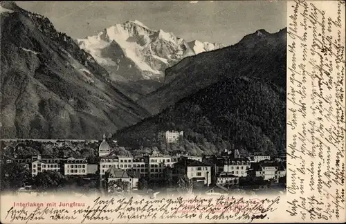 Ak Interlaken Kt. Bern Schweiz, Blick auf den Ort, Jungfrau