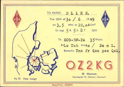 Ak To Radio DLIKE QSO, O. Hansen, OZ2KG