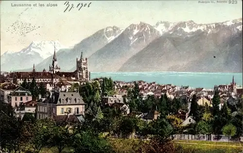 Ak Lausanne Kanton Waadt, Panorama, Alpen