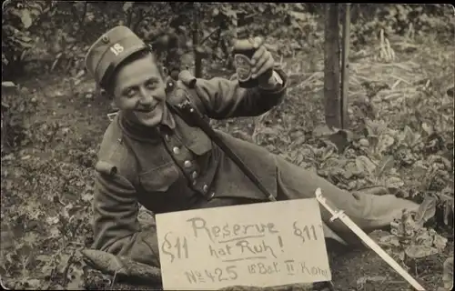 Foto Ak Deutscher Soldat im Kaiserreich, Otto Bendixen, Reserve hat Ruh, Nr. 425, 18. Bat. II Komp.