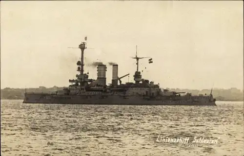 Ak Deutsches Kriegsschiff, Linienschiff Schlesien, Kaiserliche Marine