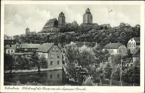 Ak Eilenburg an der Mulde, Blick auf die Burg von der Leipziger Brücke