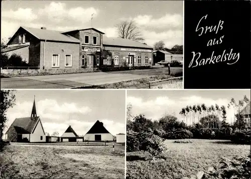 Ak Barkelsby Schwansen in Schleswig, Gaststätte Zum schwarzen Adler, Außenansicht