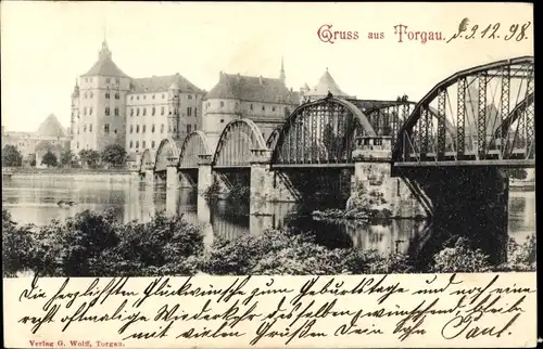 Ak Torgau an der Elbe, Brückenpartie