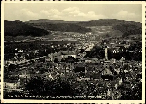 Ak Hann Münden in Niedersachsen, Panorama von der Tillyschanze, Welfenschloss