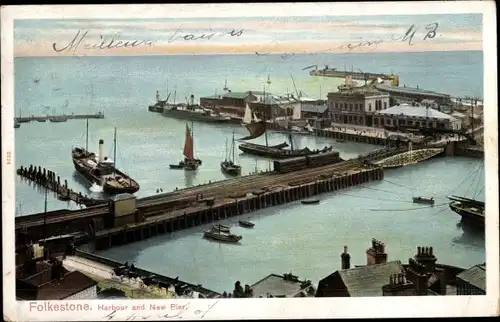 Ak Folkestone Kent South East England, Harbour, new Pier