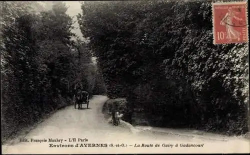 Ak Avernes Val d´Oise, Le Route de Guiry a Gadancourt