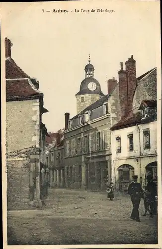 Ak Autun Saône-et-Loire, La Tour de l'Horloge