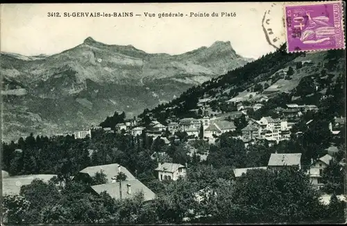Ak Saint Gervais les Bains Haute Savoie, Vue generale, Pointe du Plate