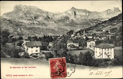 Ak Saint Gervais les Bains Haute Savoie, Panorama, Les Auriers