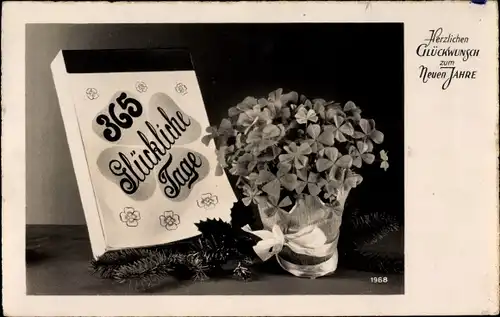 Ak Glückwunsch Neujahr, Kalender, Klee