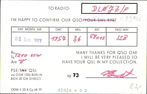 Ak German Democtratic Republic, Amateur Radio Station, Zone 14, DM4WZA