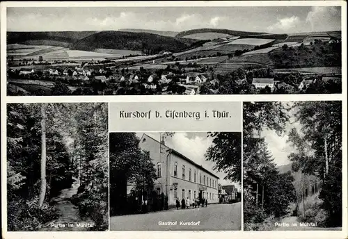 Ak Kursdorf Eisenberg im Saale Holzland Kreis, Totalansicht, Mühltal, Gasthof Kursdorf