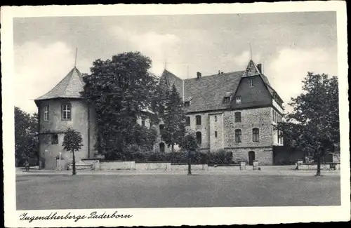 Ak Paderborn in Westfalen, Jugendherberge Heiersburg, DJH, Straßenansicht