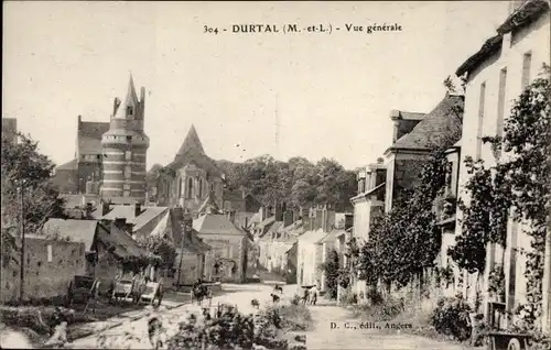 Ak Durtal Maine et Loire, Vue generale