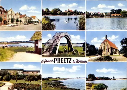 Ak Preetz in Holstein, Partie am Wasser, Kirche, Stadtzentrum