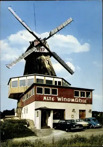 Ak Ostseebad Laboe, Restaurant Alte Windmühle, Autos