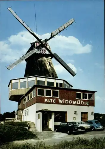 Ak Ostseebad Laboe, Restaurant Alte Windmühle, Autos
