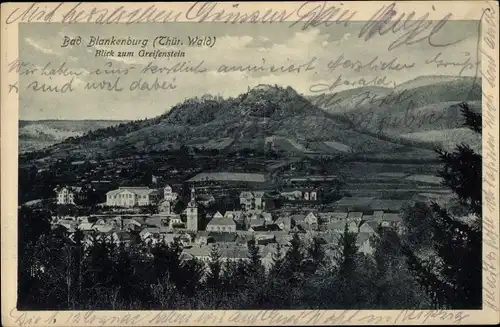 Ak Bad Blankenburg in Thüringen, Blick auf den Ort mit Greifenstein