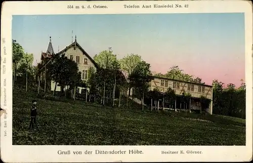 Leuchtfenster Ak Dittersdorf im Erzgebirge, Dittersdorfer Höhe, Inh. E. Görner