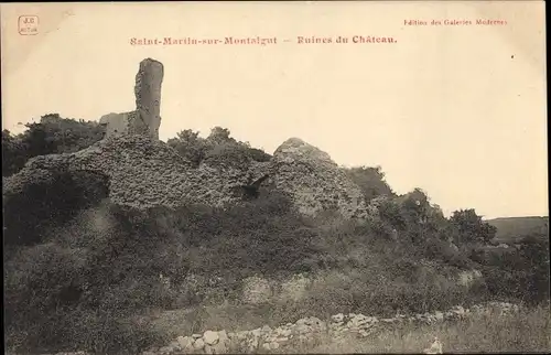 Ak Saint Martin sur Montaigut Saône et Loire, Ruines du Chateau