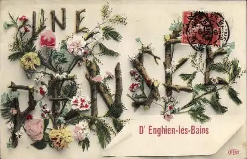 Buchstaben Ak Enghien les Bains Val d’Oise, Une Pensee, Blumen