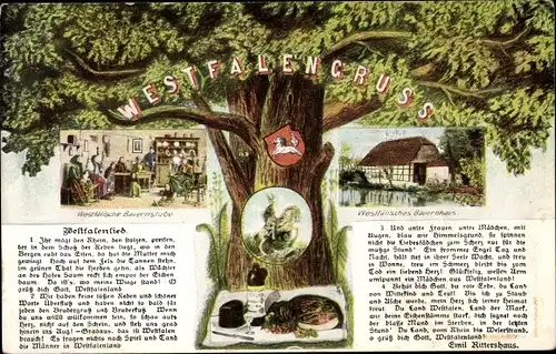 Wappen Lied Ak Westfalenlied, Emil Rittershaus, Westfalengruß, Bauernhaus, Bauernstube
