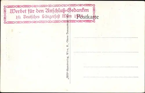 Ak Wien, X. Dt. Sängerbundesfest 1928, Festzug, Fantasiereiter, Werbet für den Anschluss Gedanken