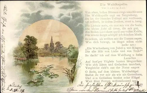 Künstler Ak Die Waldkapelle, Gedicht von Ludwig Aub