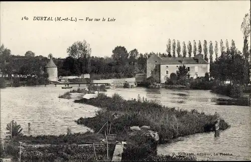 Ak Durtal Maine et Loire, Vue sur le Loir