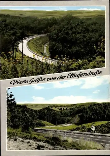 Ak Drethem Neu Darchau an der Elbe, Blick vom Kniepenberg, Autobahn